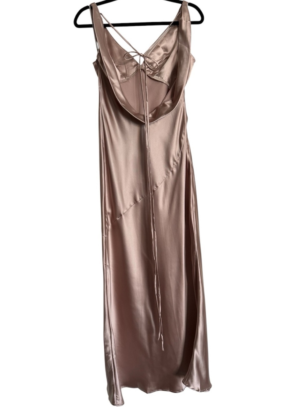 PRINCESS POLLY Northern Star Open Back Satin Maxi Gown - Champagne Size 6 - Picture 6 of 12